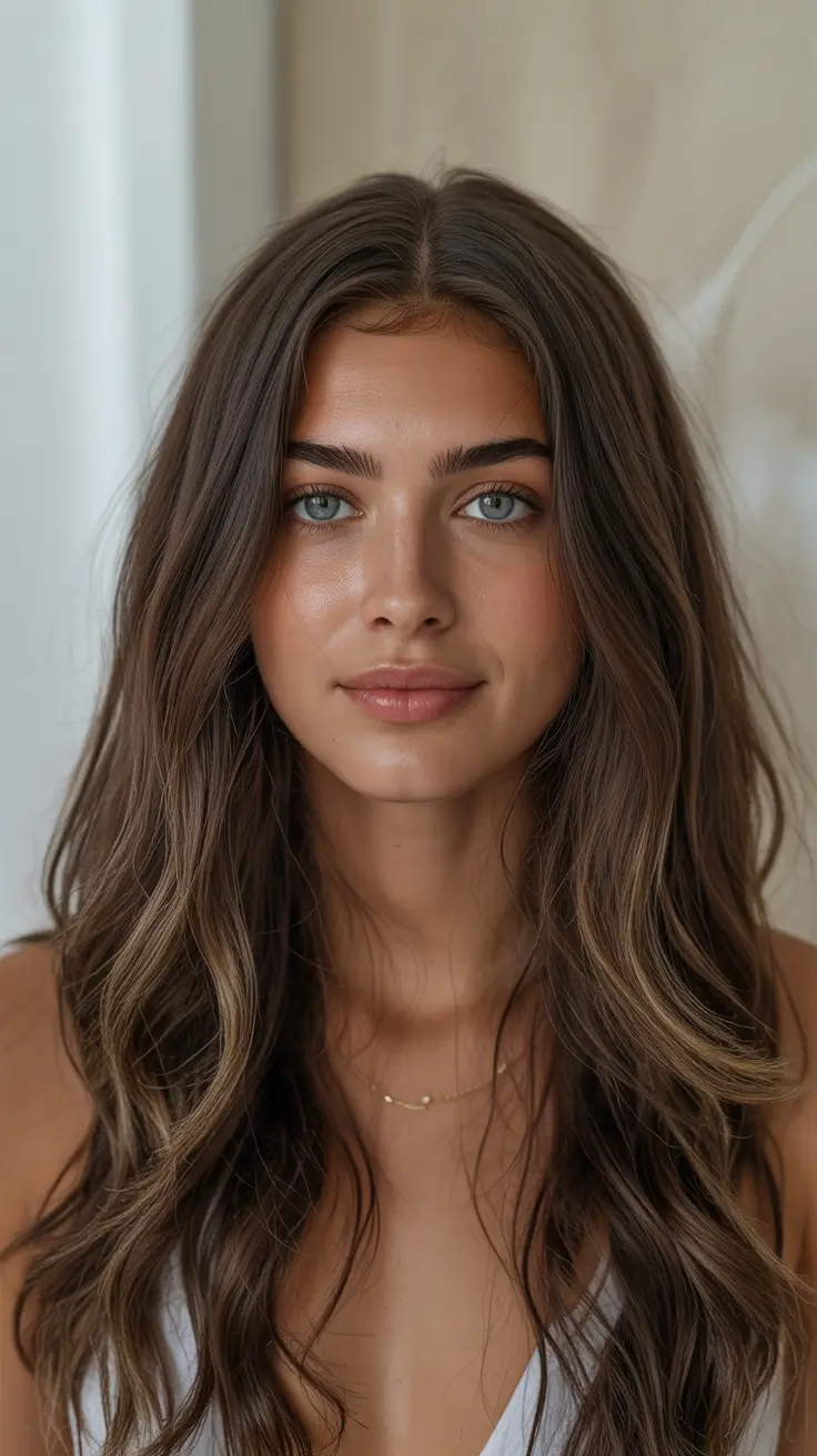 hair color for brown skin Cool-Toned Cocoa with Whisper Highlights
