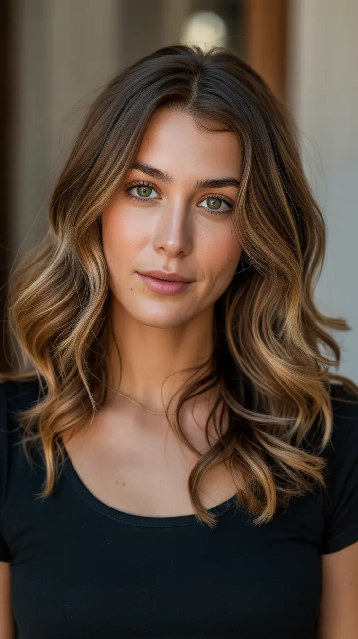 hair color for brown skin Face-Framing Latte Highlights on Voluminous Curls