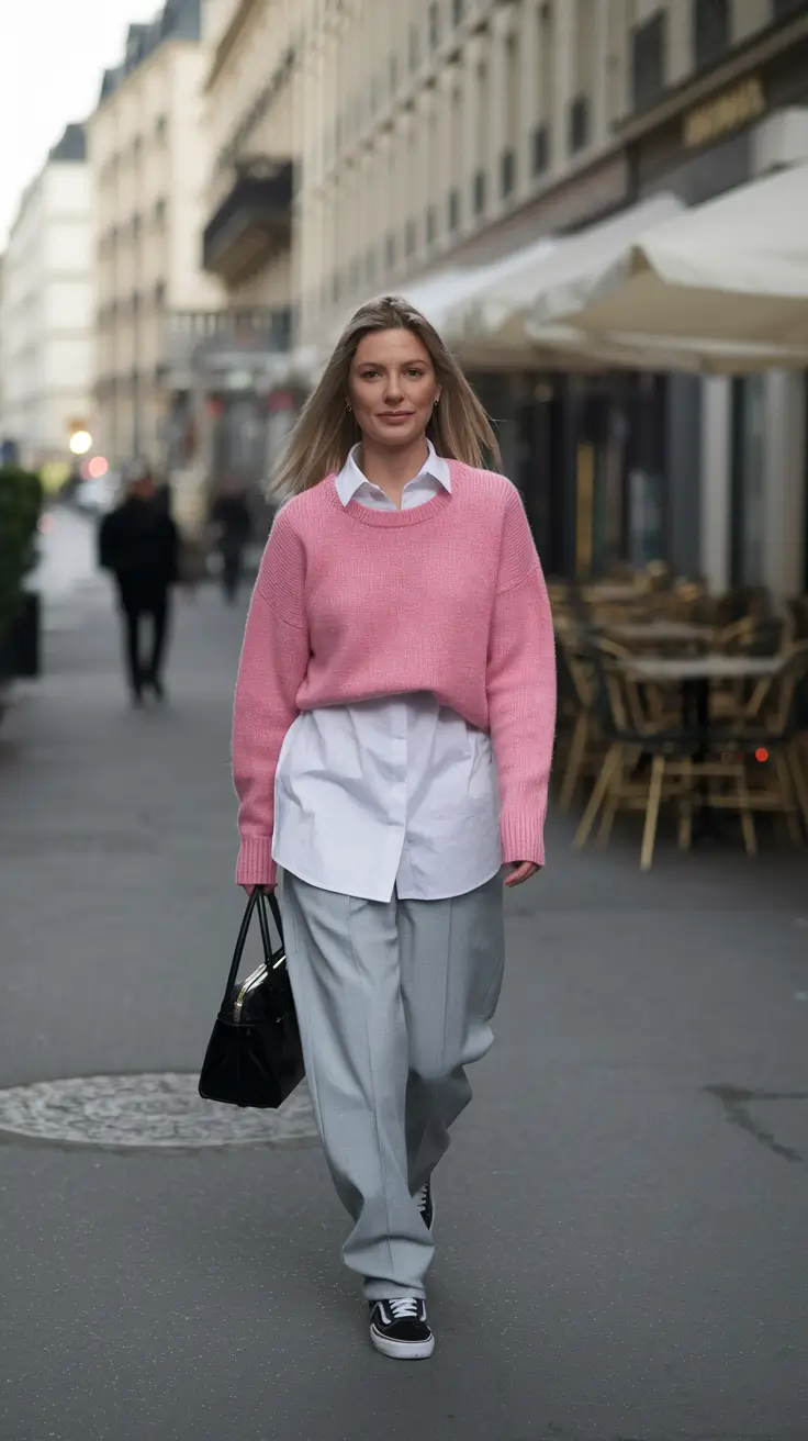 fall layering back to school outfits Playful Pink & Menswear Blend