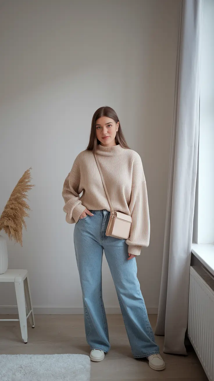 layering fall outfits Oversized Simplicity in Light Neutrals