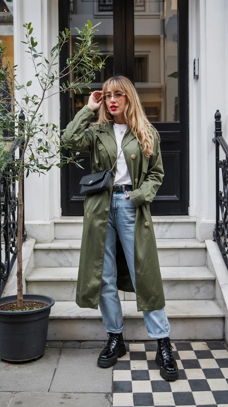 chic fall midsize outfits Military Green Layers for Transitional Weather