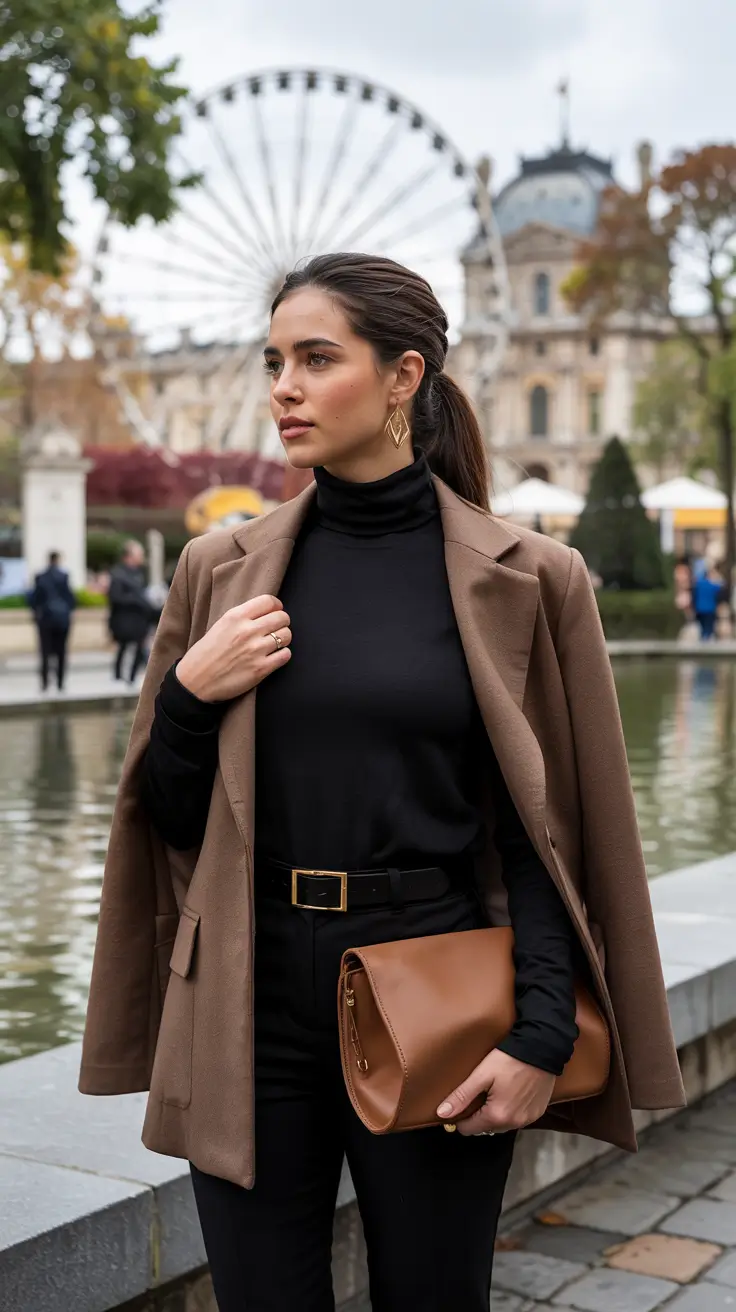 chic fall midsize outfits All-Black Minimalism with a Luxe Finish