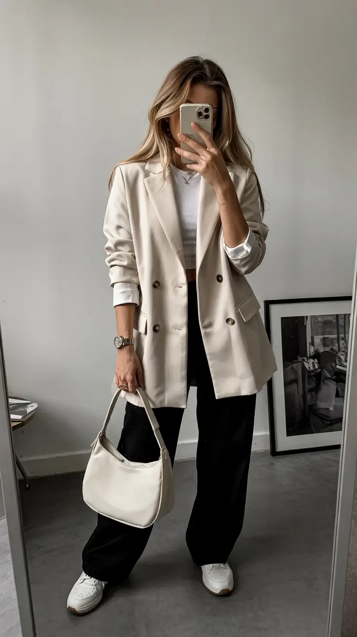 chic fall midsize outfits Sporty Elegance with Monochrome Ease