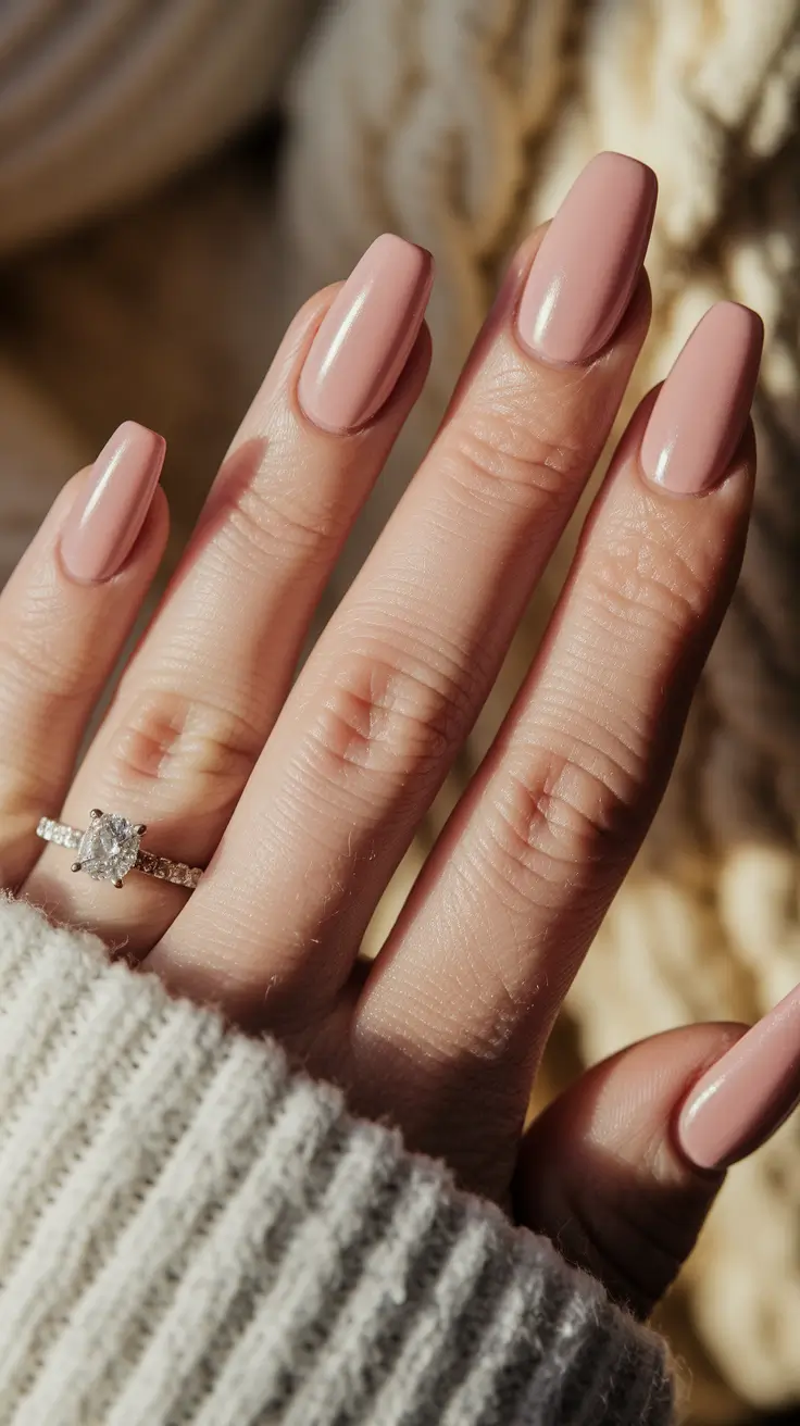 minimalist fall nails coffin Warm Rosé Coffin Elegance