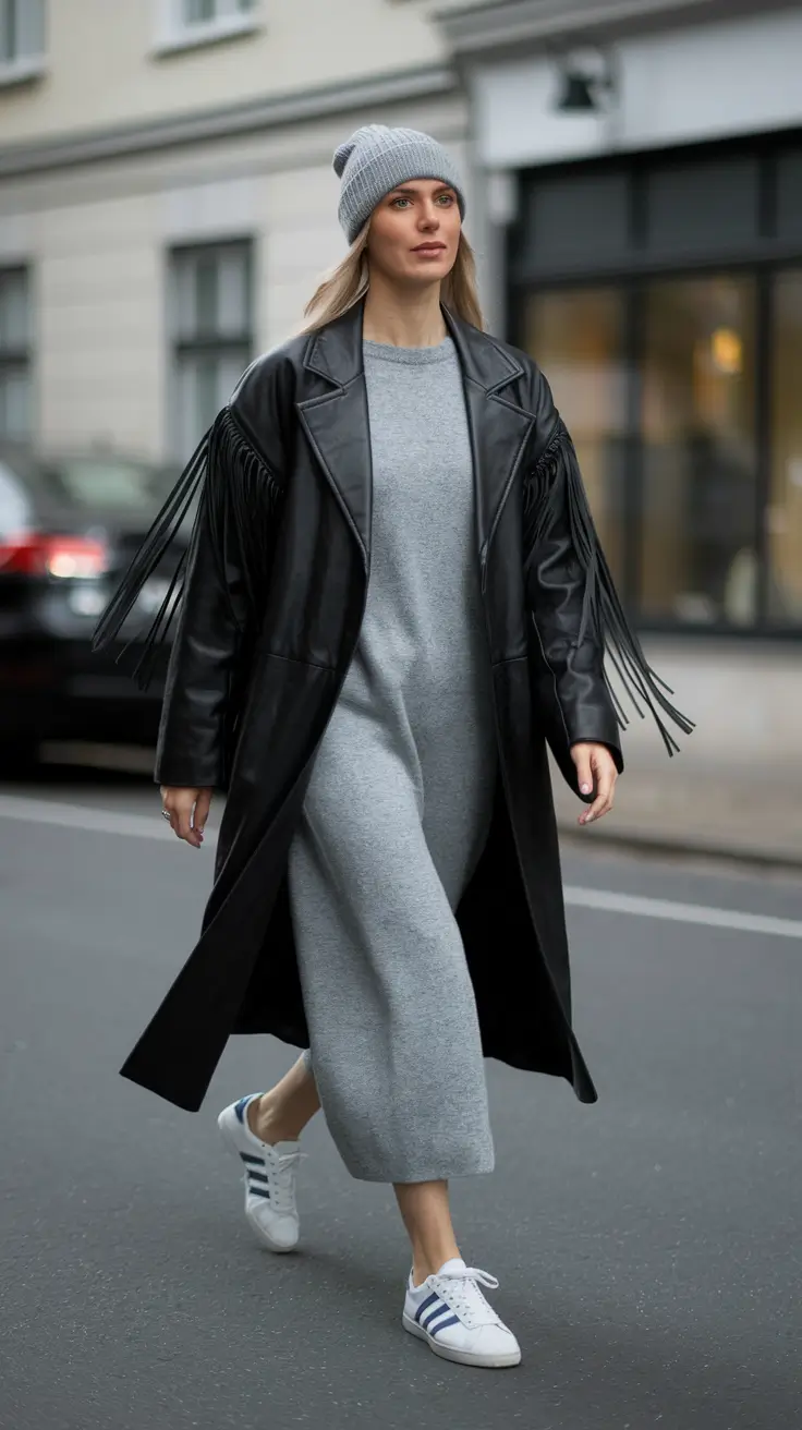 new fall fashion clothes Fringe Leather and Cropped Knit Combo