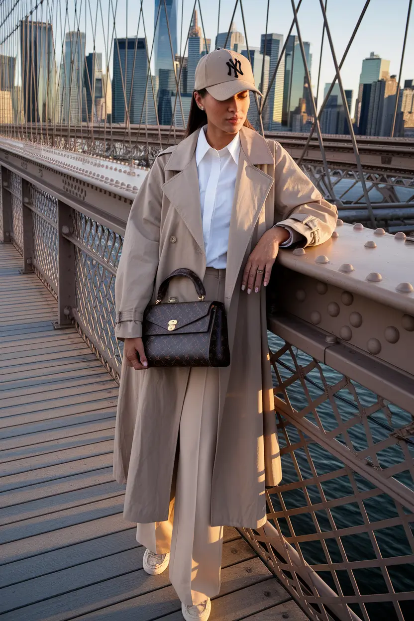 nyc fall outfits night out Baseball Cap Meets Luxe Tailoring