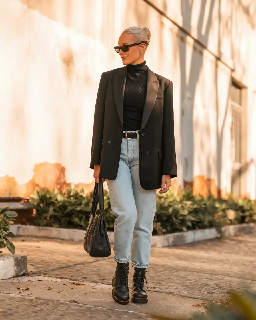 nyc fall outfits street style 2025 Effortless Power in a Blazer and Boots
