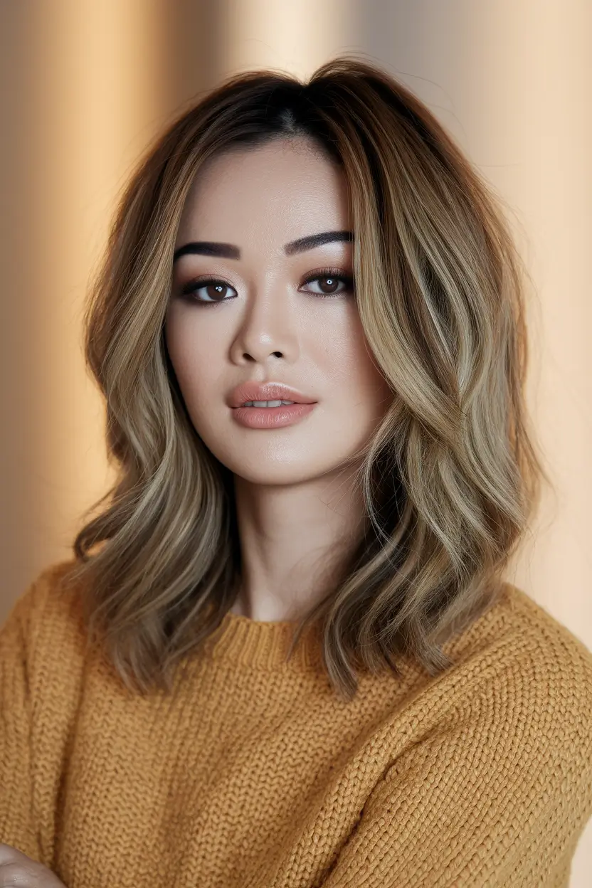popular fall haircuts for medium hair Classic Mid-Length Layers with Warm Balayage