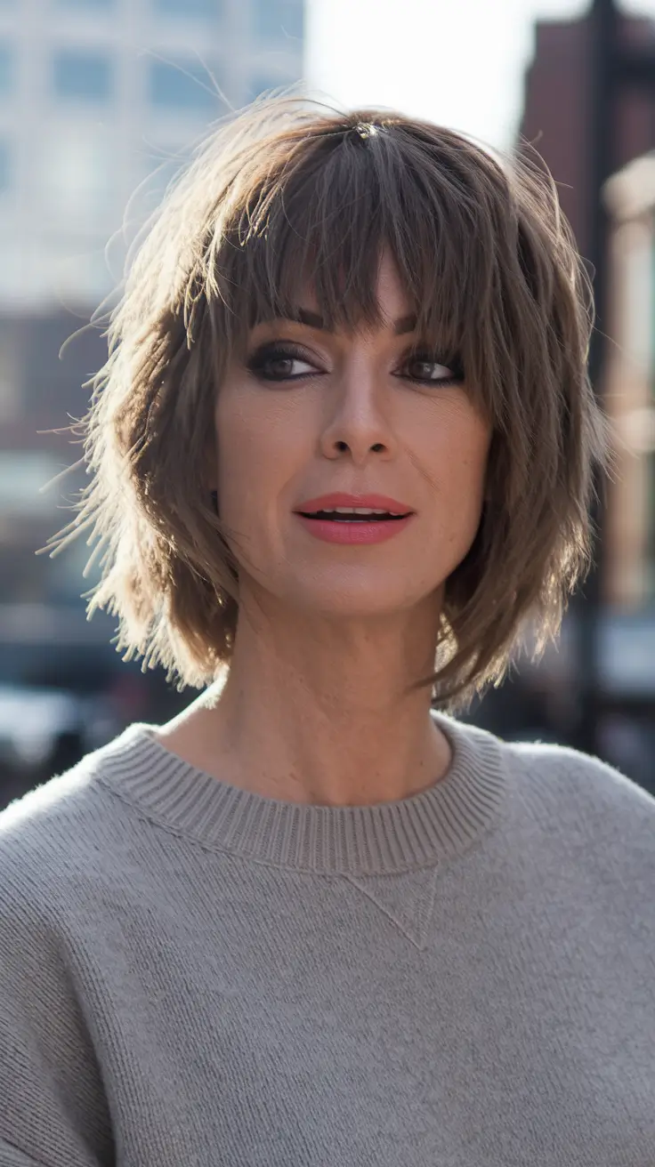 popular fall haircuts for thin fine hair Modern Shag with Piecey Bangs