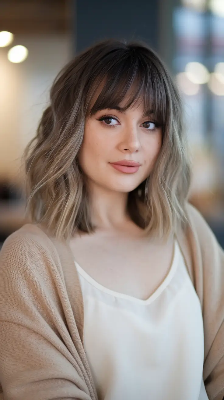 popular fall haircuts with bangs Choppy French Bob with Wispy Bangs