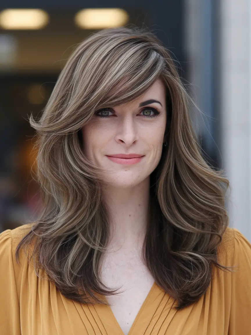 fall haircuts straight hair Sweeping Layers with Glossy Volume