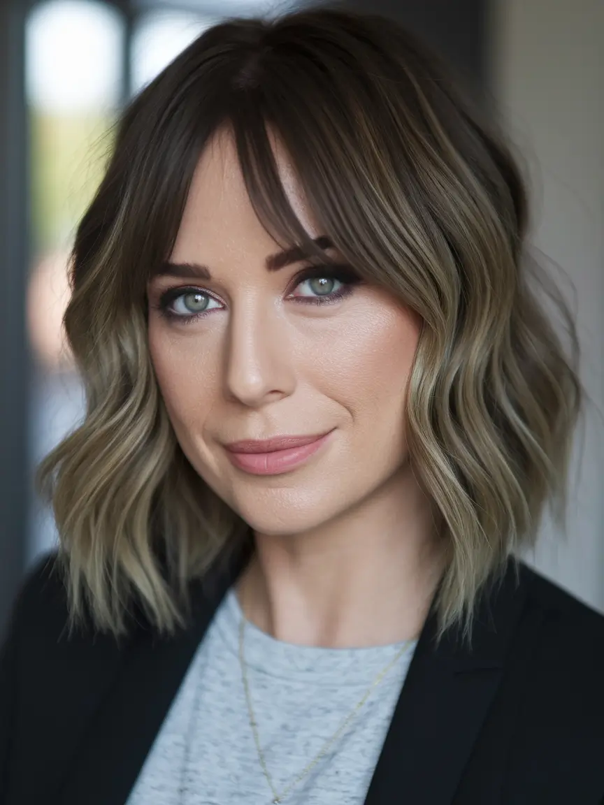fall haircuts for thin fine hair Choppy Brunette Shag with Rooty Highlights