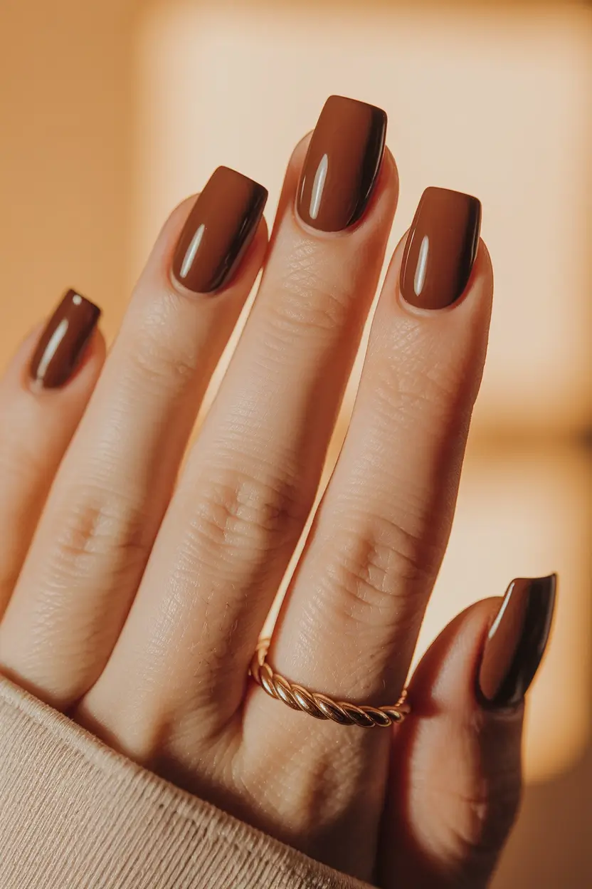 september nails color fall Rich Mocha Square Tips