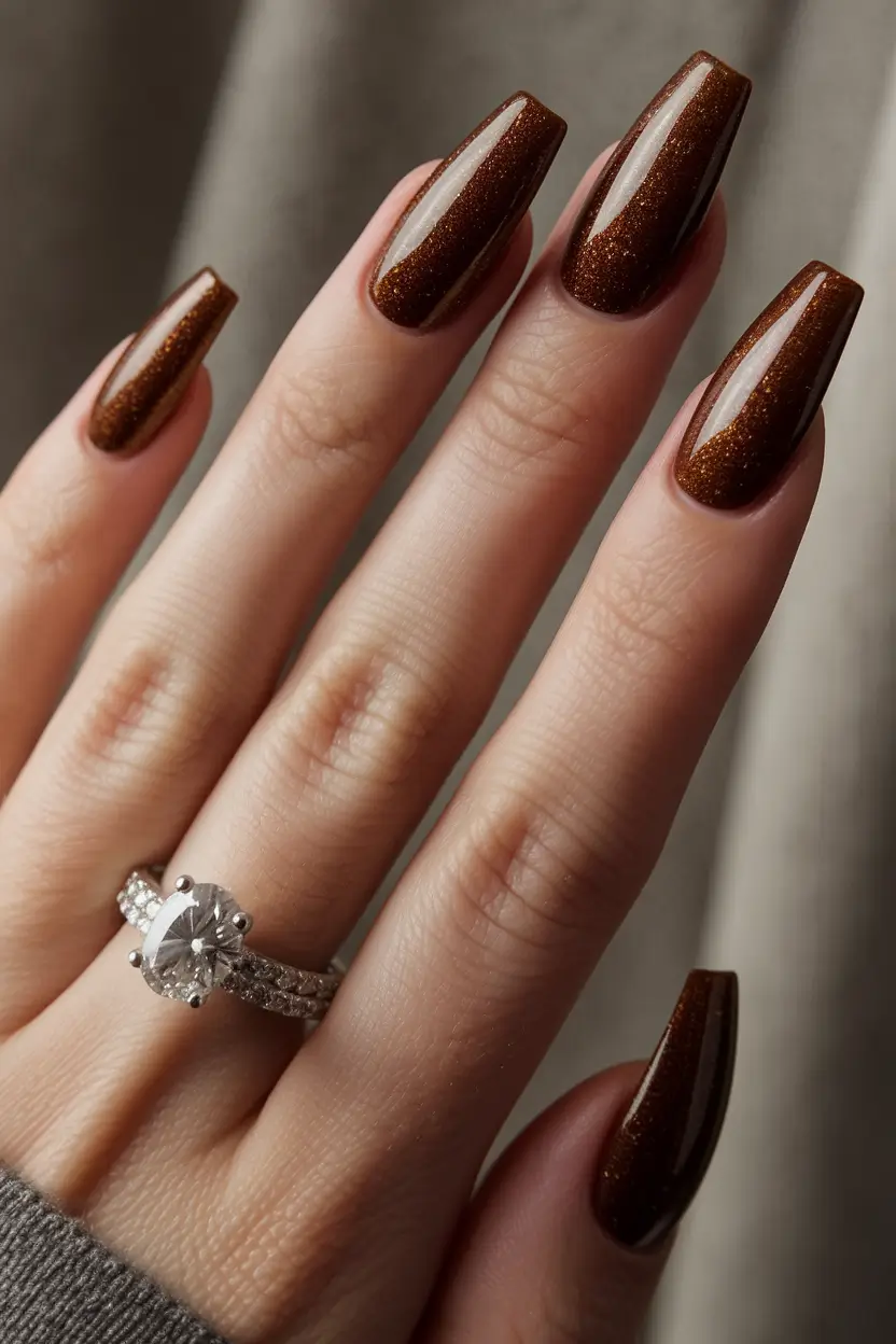 september nails color fall dip powder Burnt Copper Sparkle