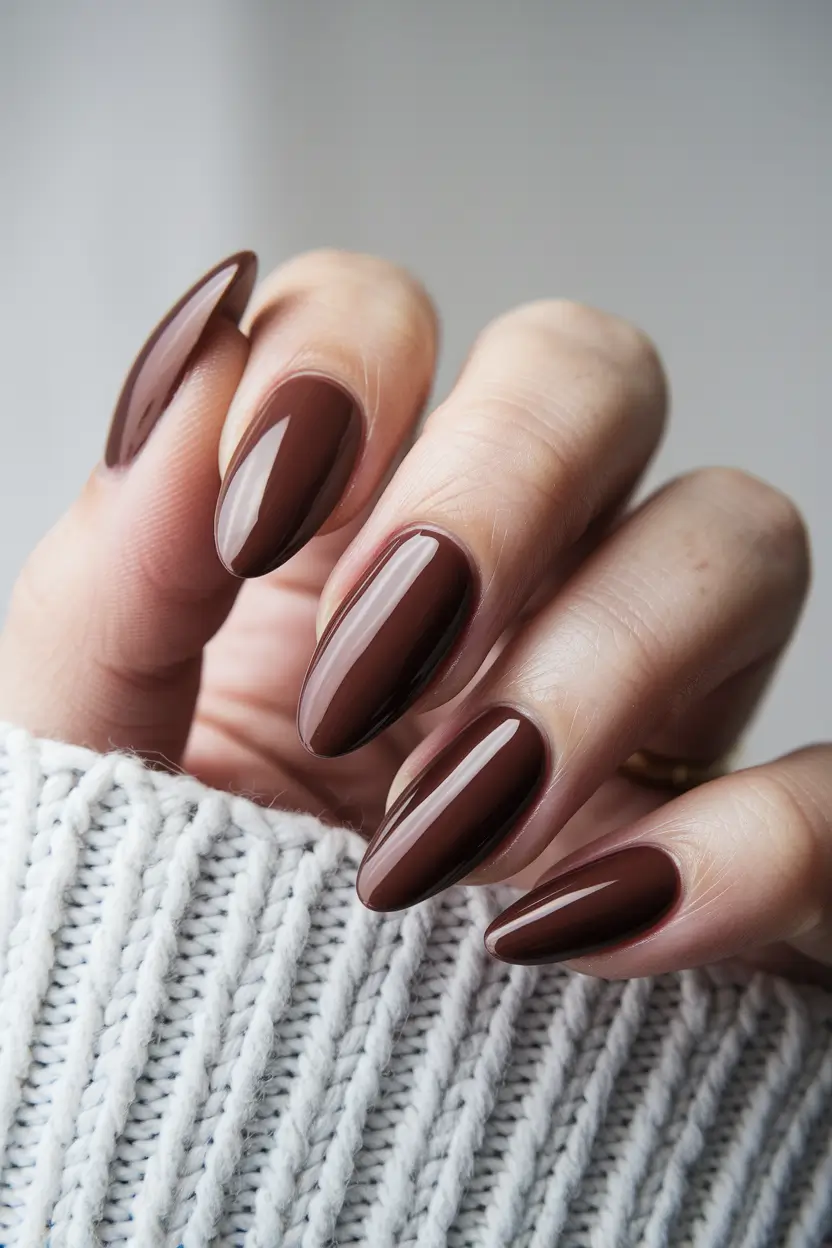 september nails color fall short almond Toasted Chestnut Almond Glow