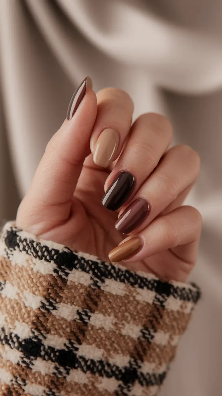 september nails color fall dip short Mocha Latte Mix & Match