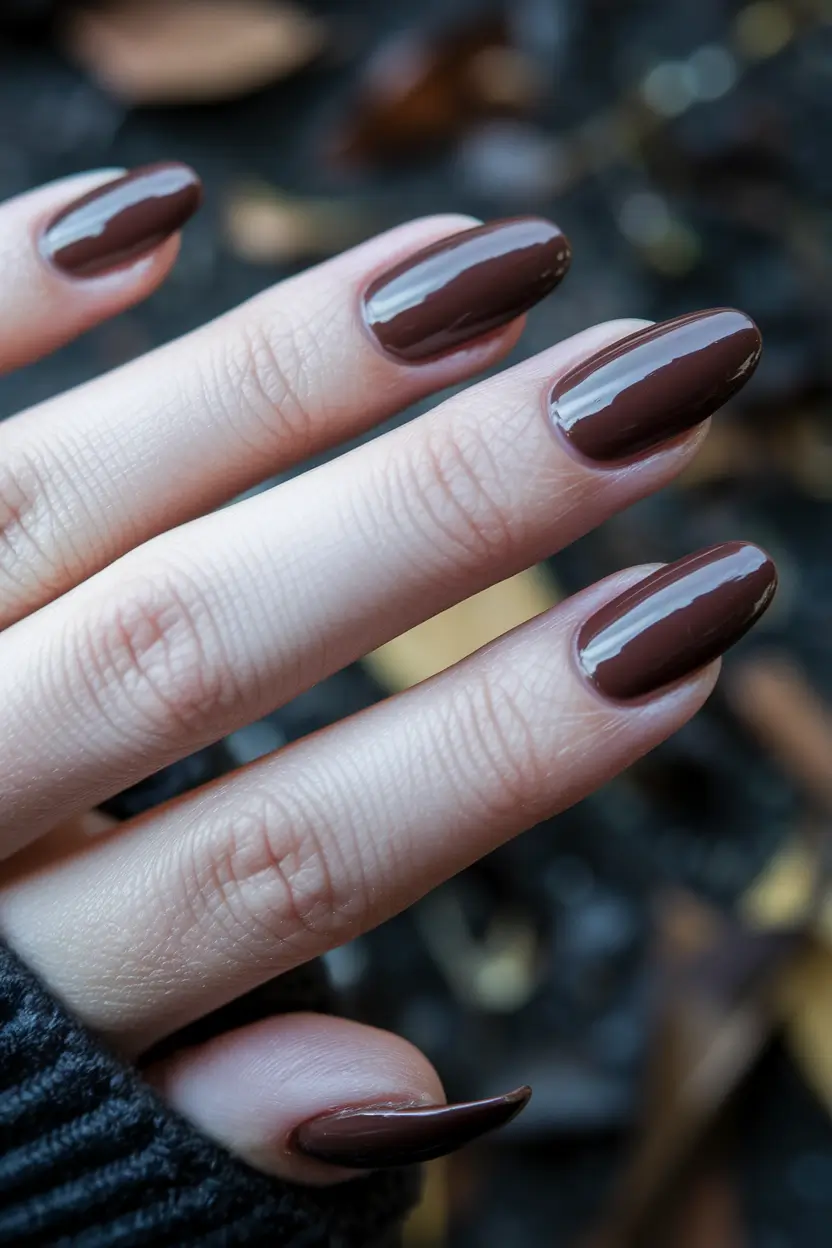 september nails color fall Rich Chocolate Almond