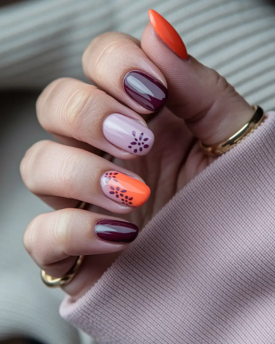 september nails designs short square Harvest Petals and Autumn Brights