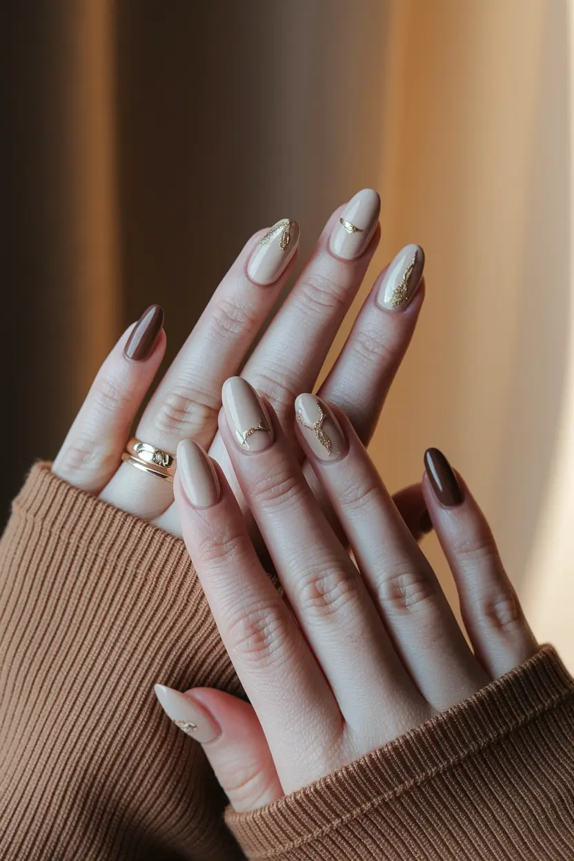 fall almond Golden Neutrals with Caramel Elegance