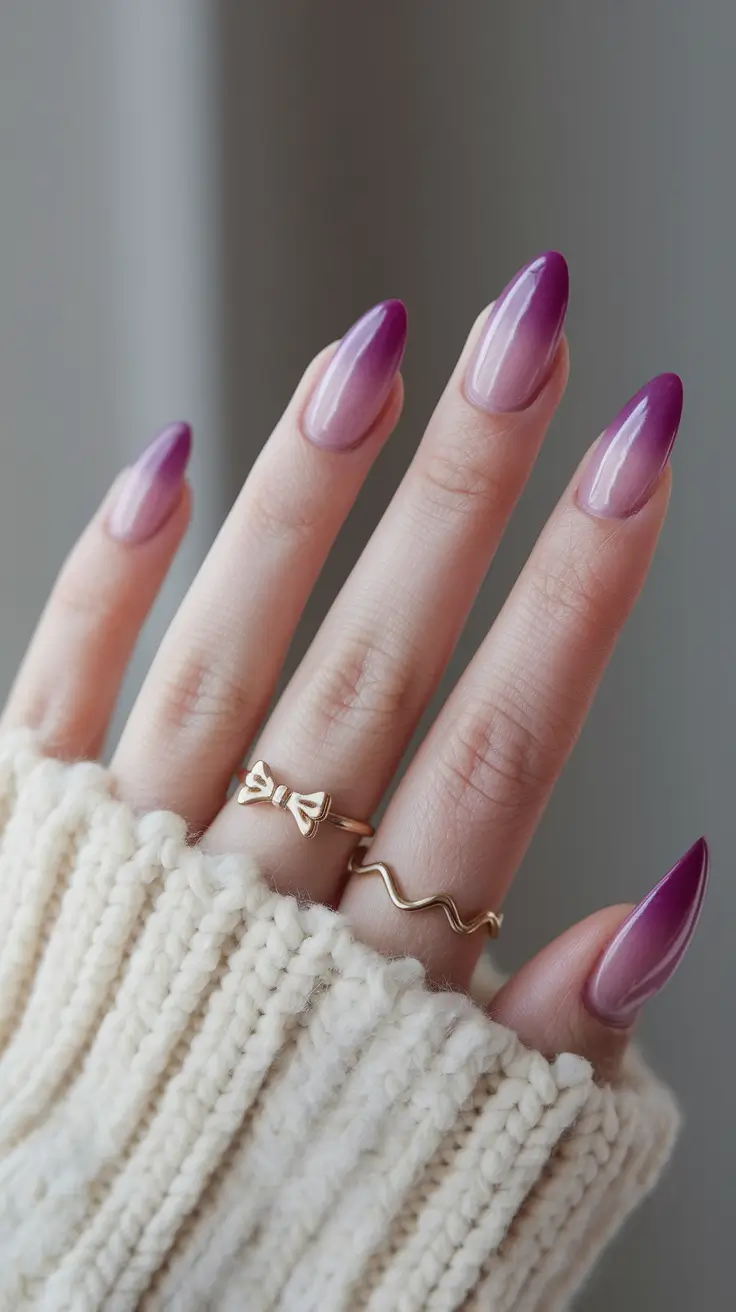 september nails designs stiletto Plum Gradient Stiletto Fade