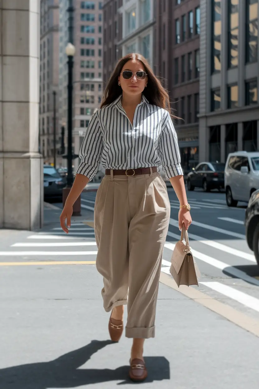 september outfits City Sleek in Stripes and Pleats