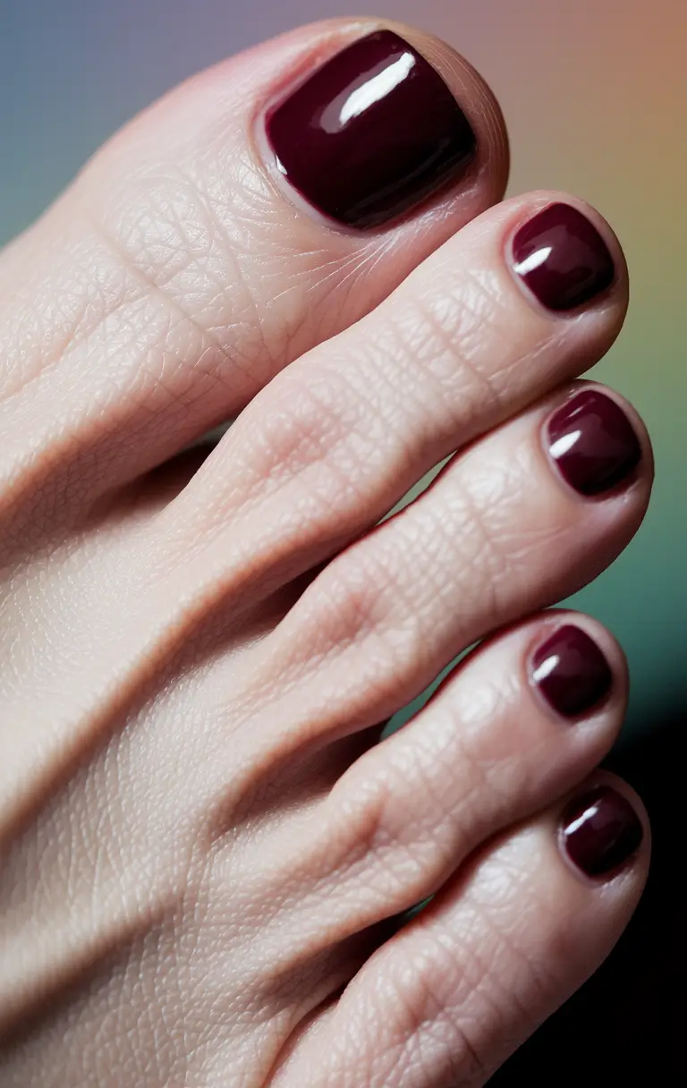 September toe nails Deep Cabernet Gloss