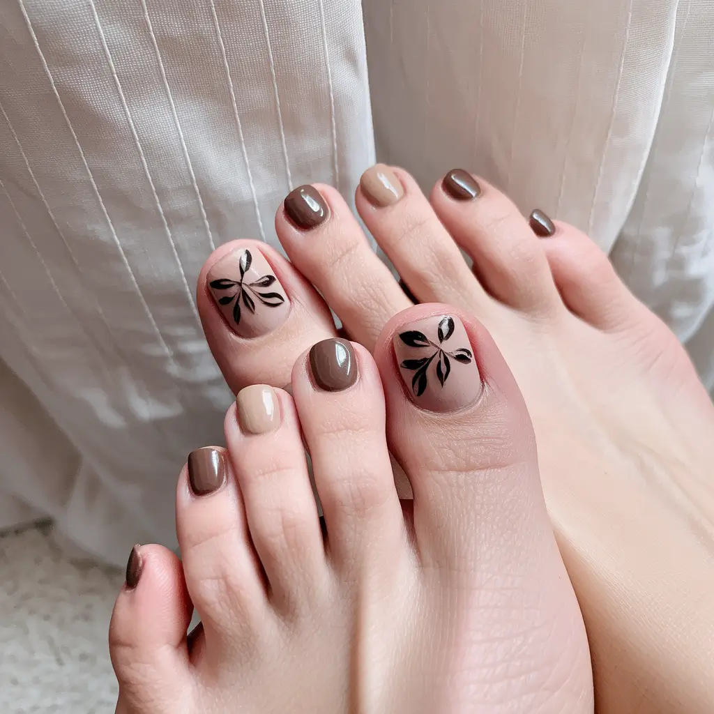 September toe nails Latte Leaf Neutrals