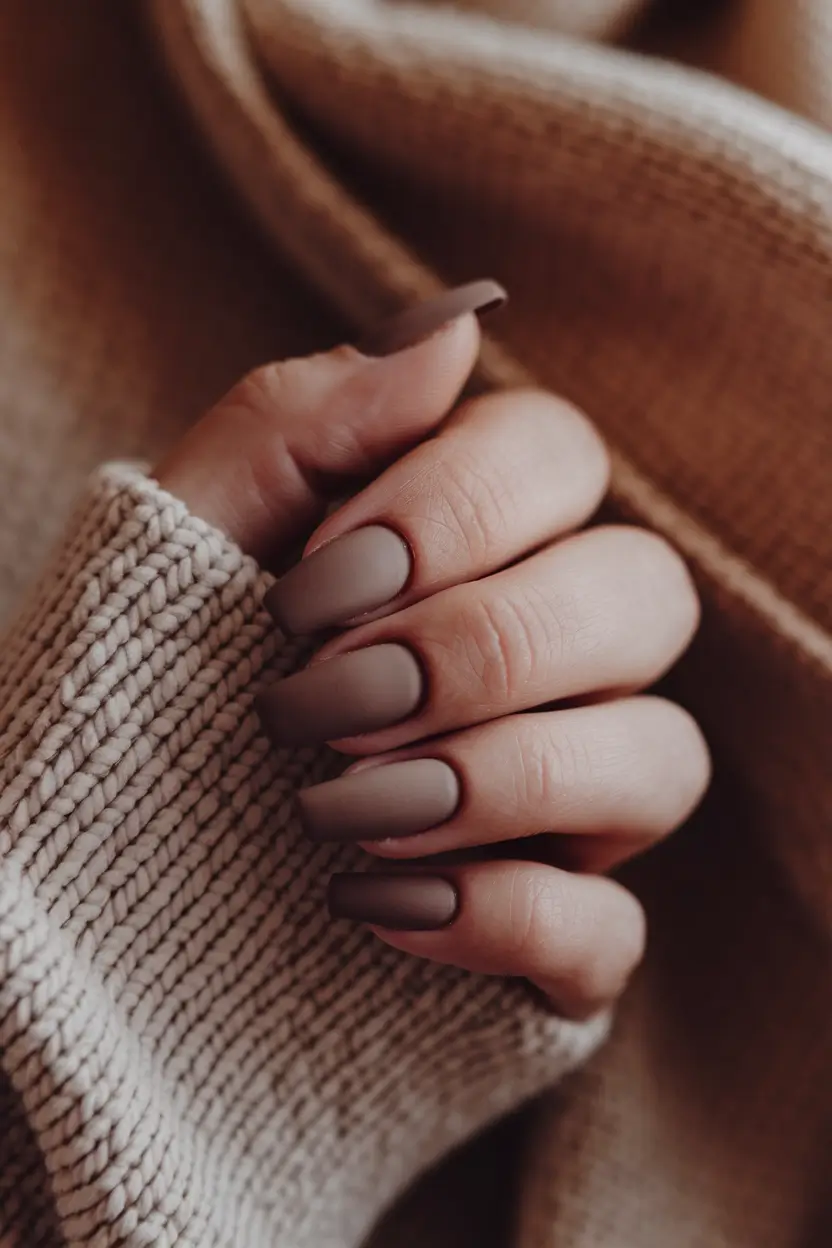simple fall nails square Matte Taupe in Square Sophistication