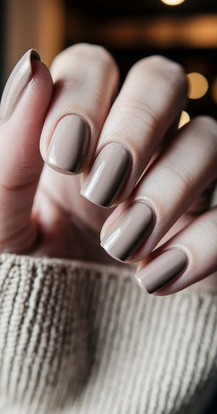 simple fall nails short Glossy Beige Squoval Neutrals