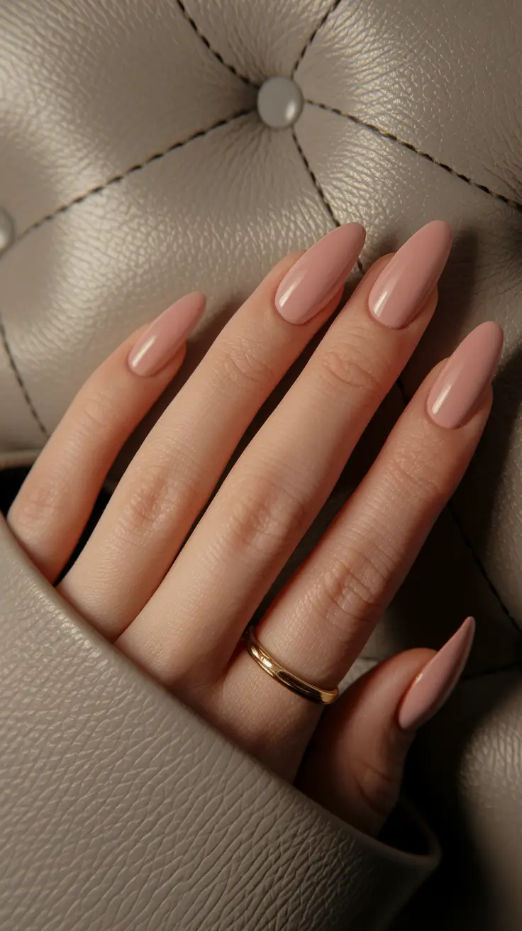 simple fall nails almond Petal Blush Almond Simplicity