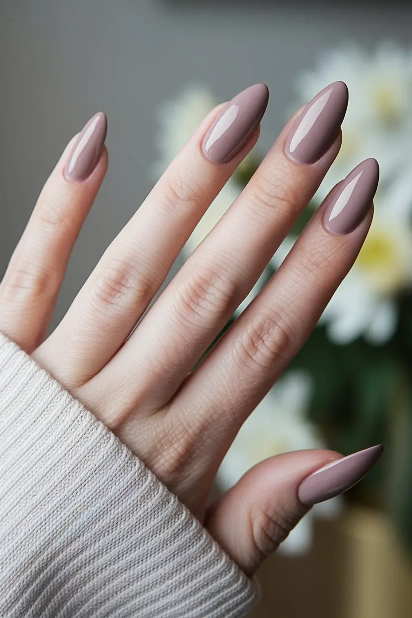 simple fall nails almond Mauve Mocha Almond Muse