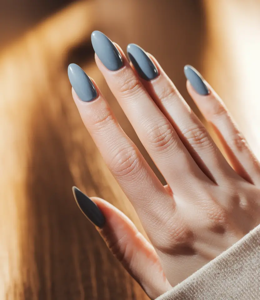 simple fall nails autumn Slate Blue Minimalism