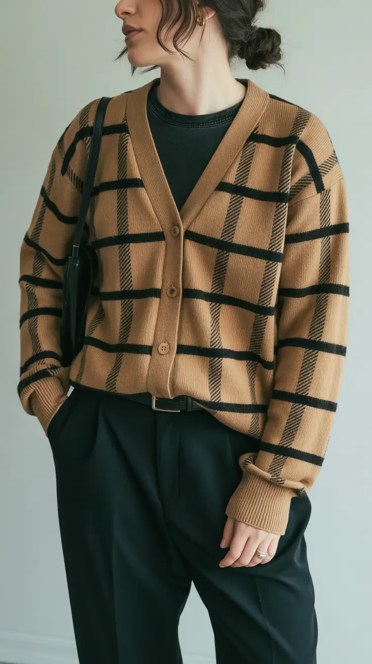 trendy fall outfits 2025 Warm Plaid Layers with Relaxed Slouch