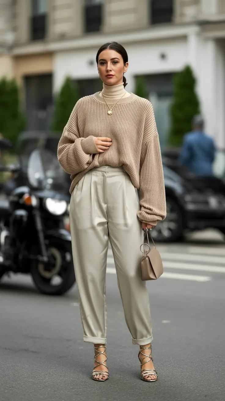 trendy fall outfits 2025 Coffee Cream Layers with Street Polish