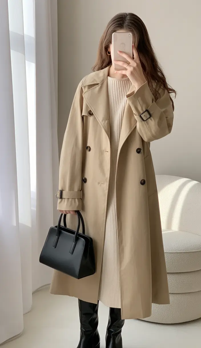 trendy fall outfits 2025 Elegant Utility in a Neutral Trench