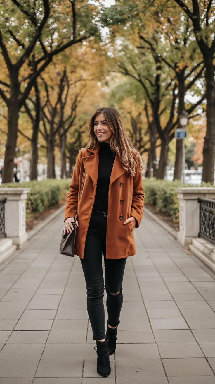 warm fall outfits rust perfection for fall strolls
