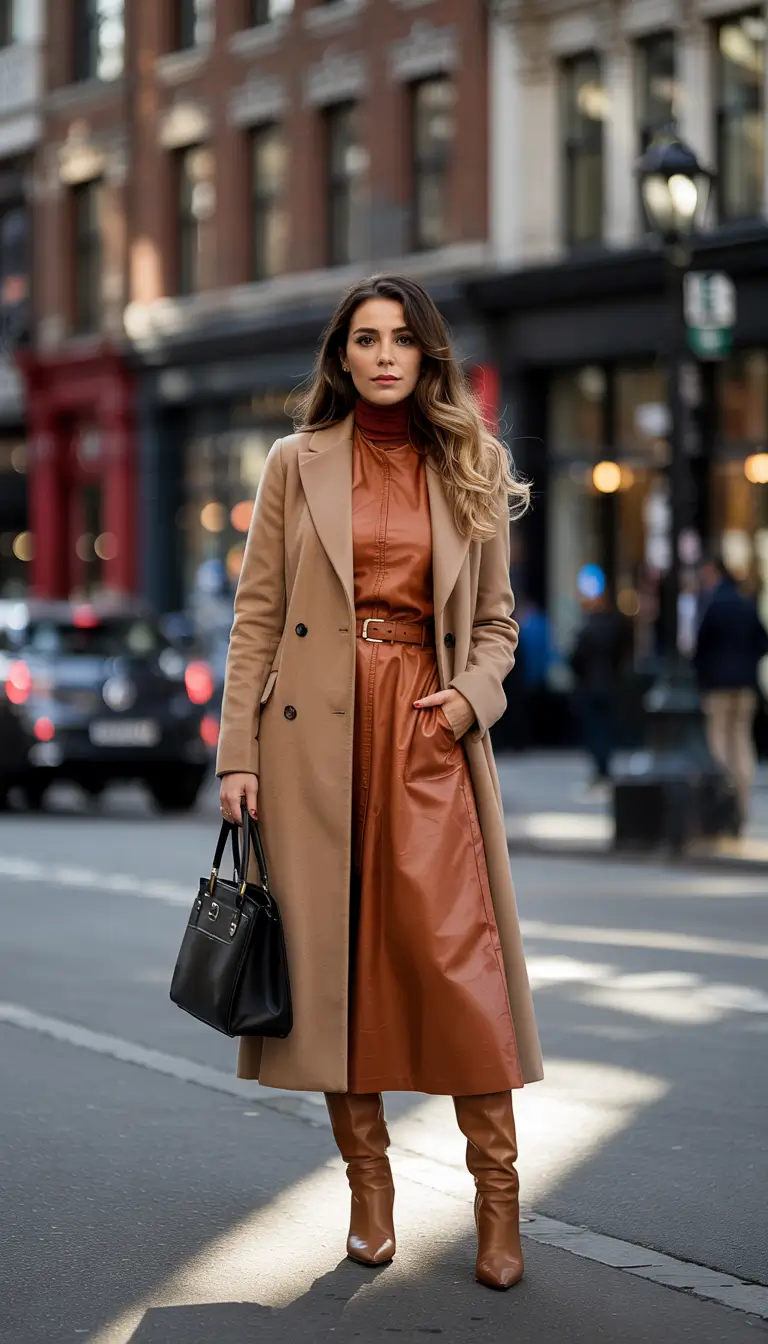 warm fall outfits Soft Leather Shirtdress Moment