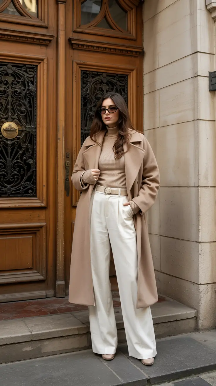 warm fall outfits Neutral Luxe with a Power Belt