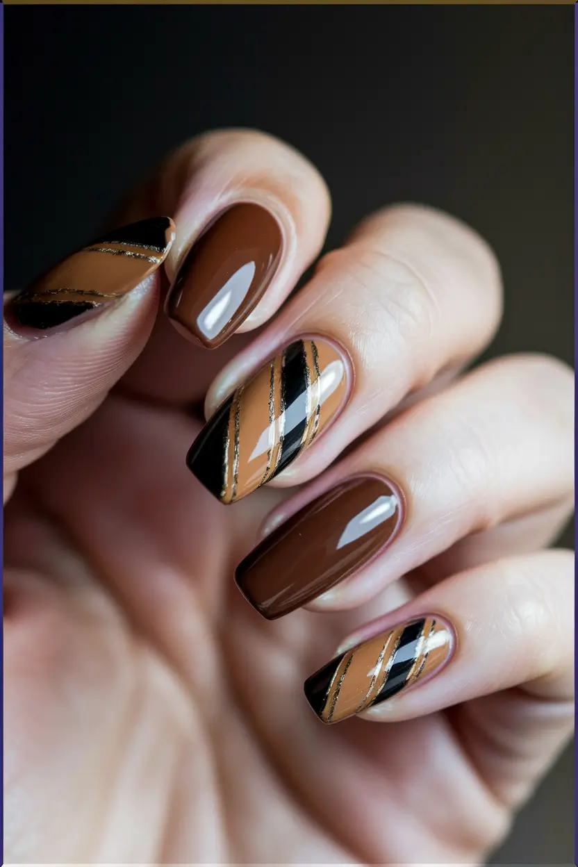 Fall Nail Art 2025: 3D Style — Coffee Plaid Emboss