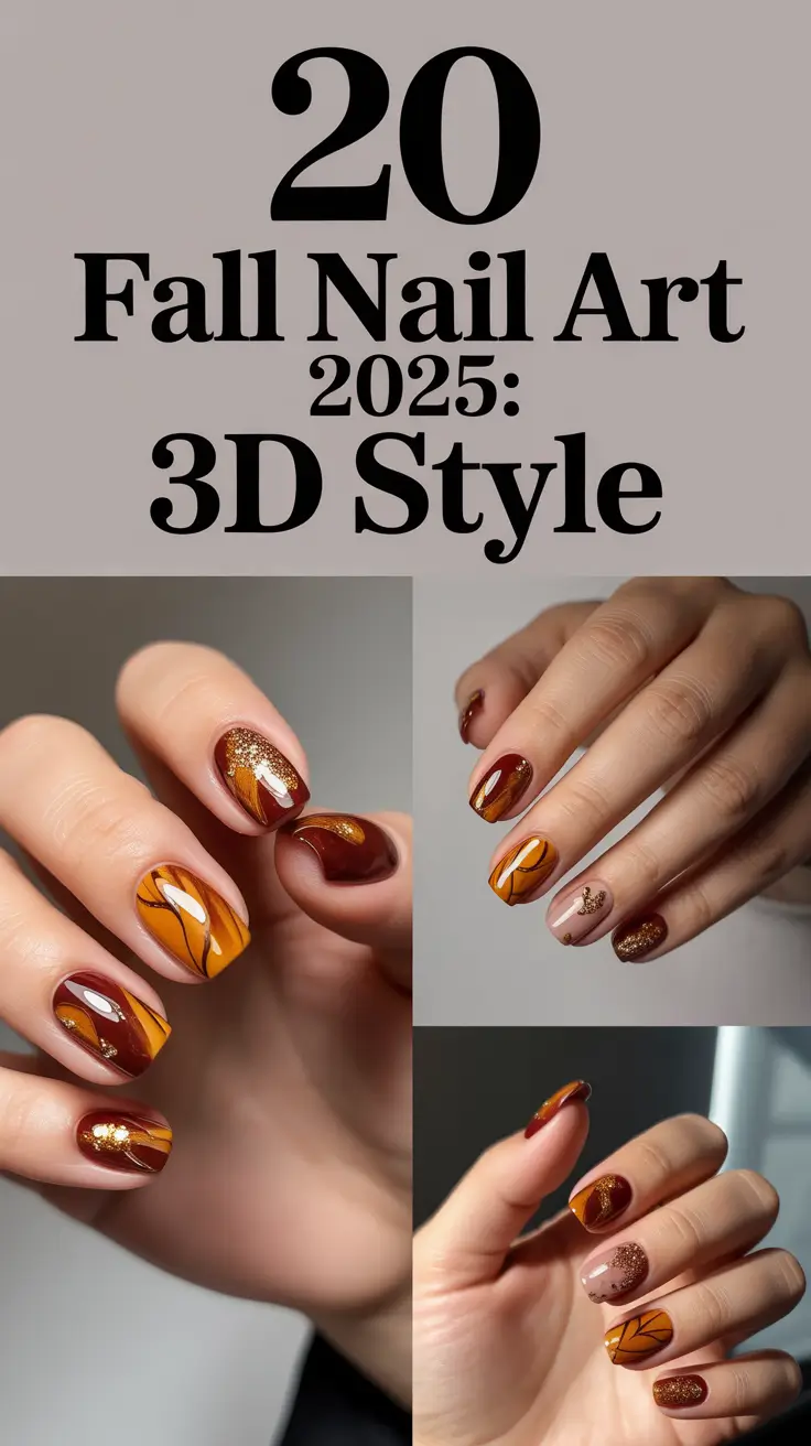 Fall Nail Art 2025: 3D Style with Stunning Gel Designs