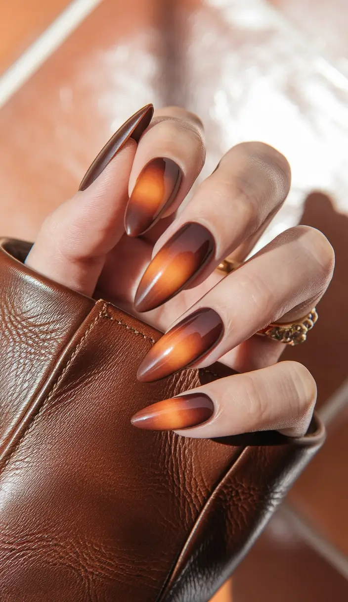 Fall Nail Art 2025: 3D Style — Amber Cat-Eye Flame