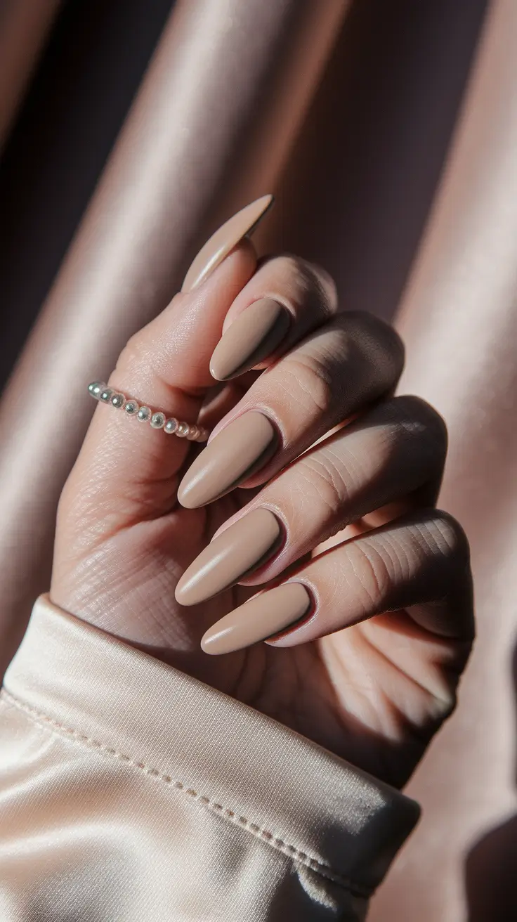 fall ballerina nails Matte Mocha with Desert Depth