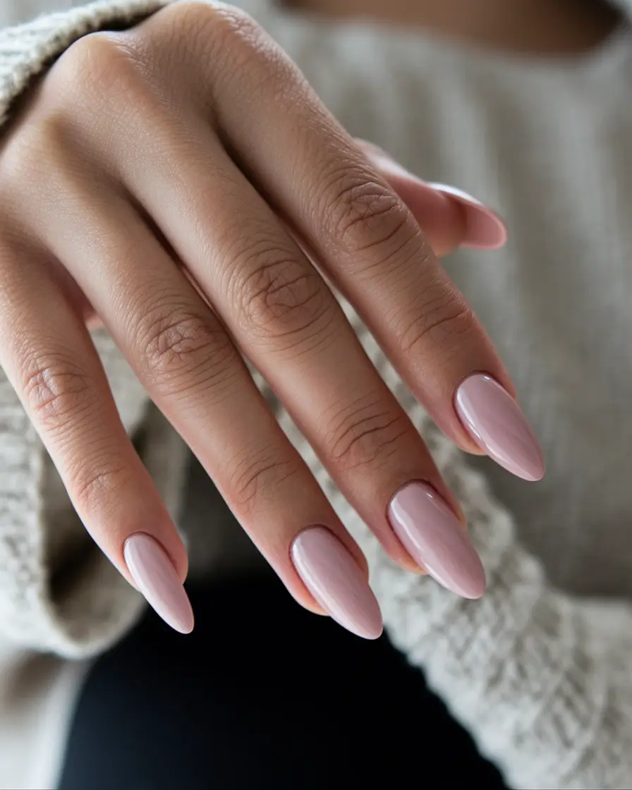 fall ballerina nails Soft Ballet Pink in Almond Gloss