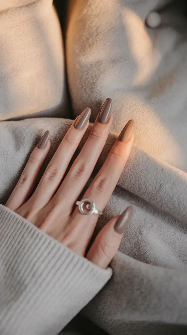 fall coffin nail ideas Dusty Taupe Cashmere