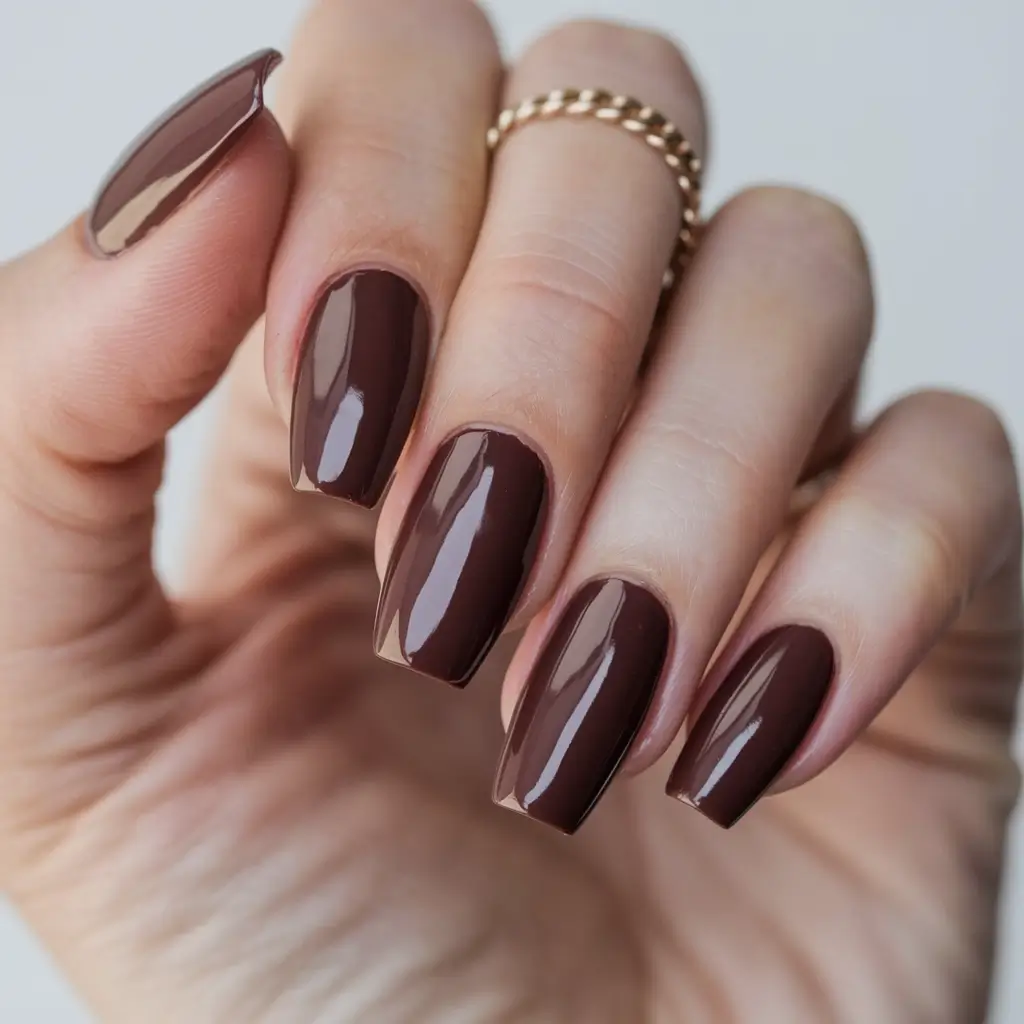 fall coffin nail ideas Dark Chocolate Glaze