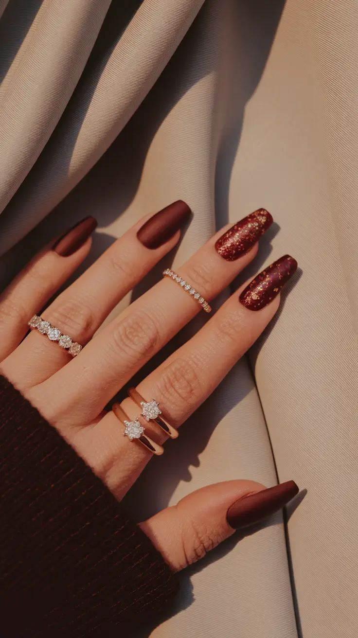 fall coffin nail ideas Spiced Cinnamon Sparkle