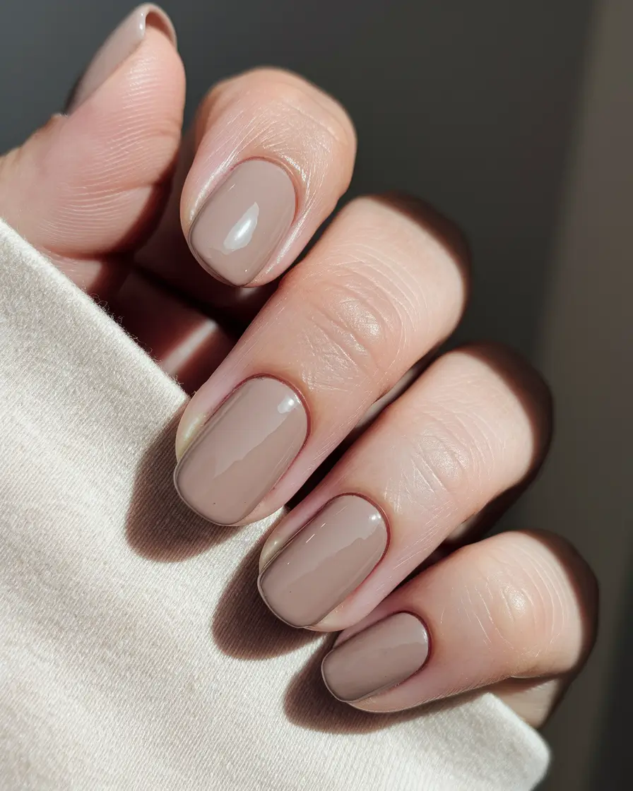 fall colors for nails short Sheer Beige Simplicity with Gloss