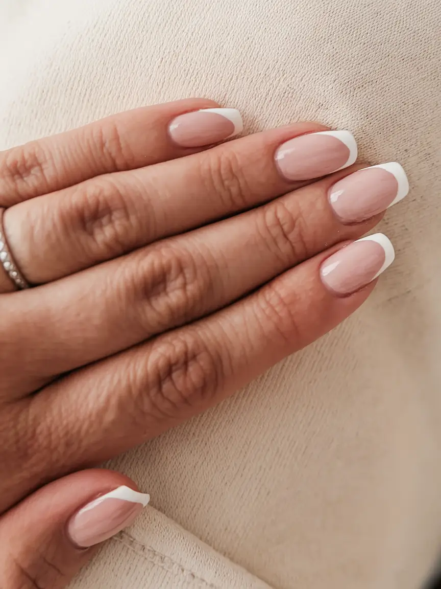 fall french tip nails coffin Classic French with a Coffin Cut Twist