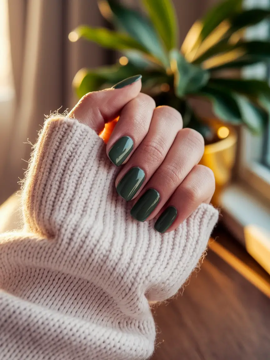 Trendy Fall Green Nail Designs 2025 for a Chic Matte Look
