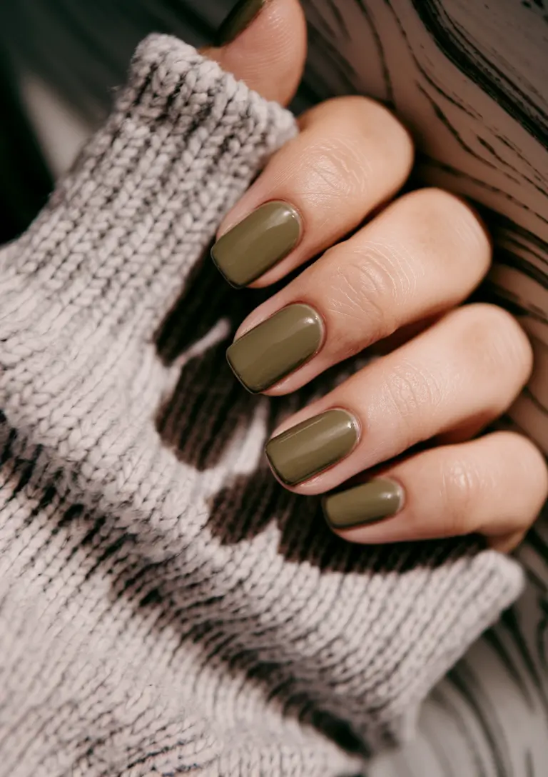 Trendy Fall Green Nail Designs 2025 for a Chic Matte Look